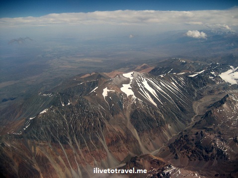 Flying over the Andes Crossing the Andes by plane - view of the mountains!