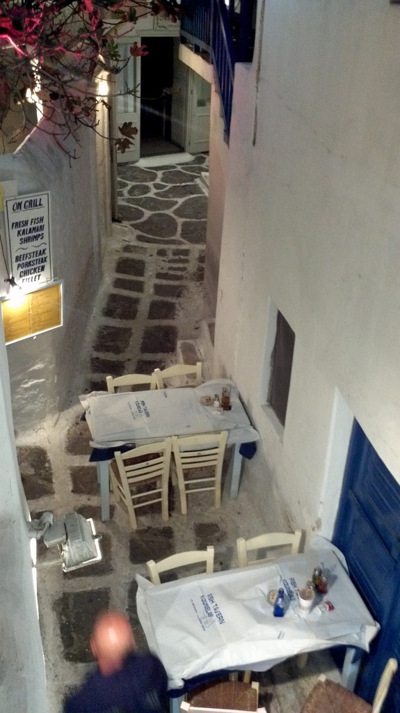 View from my table at Kounelas in Mykonos, Greece