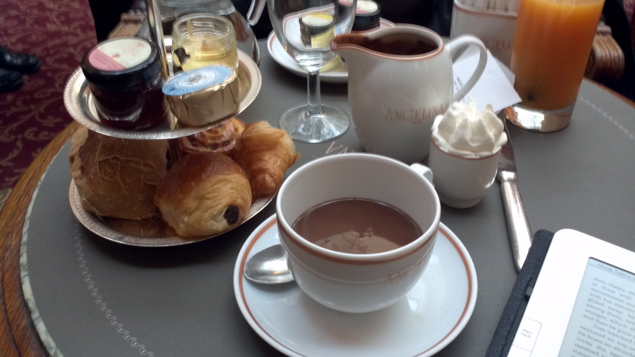 Hot chocolate and pastries in Angelina's in Paris, France