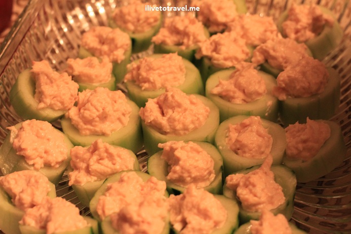 Lobster dip from Costco served in cucumbers