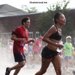 Runners cooling off during the Peachtree Road Race in Atlanta