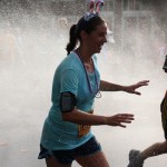 Runner cooling off during the Peachtree Road Race in Atlanta