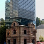 New architecture building built upon an old one in Bucharest, Romania