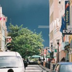 Dark skies in Punda, in Willemstad, Curacao