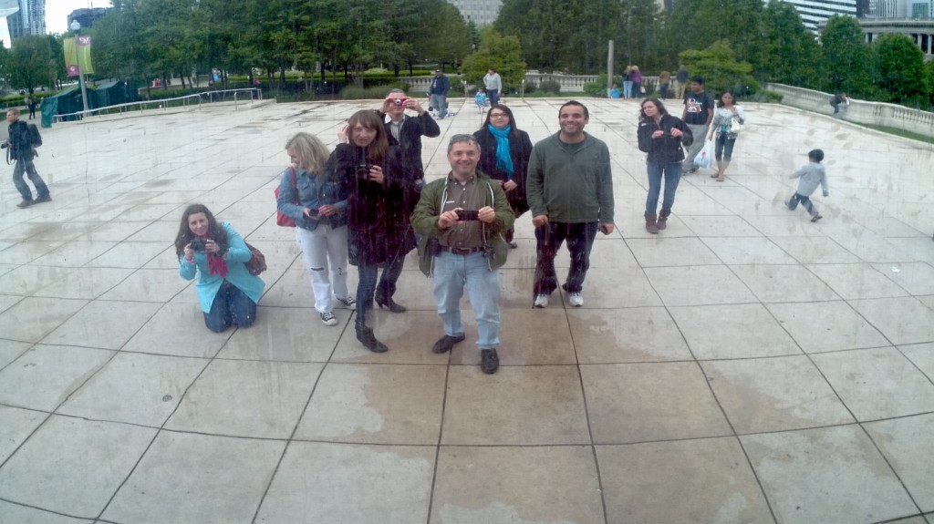 Posing in front of the Bean in Chicago at Millenium Park