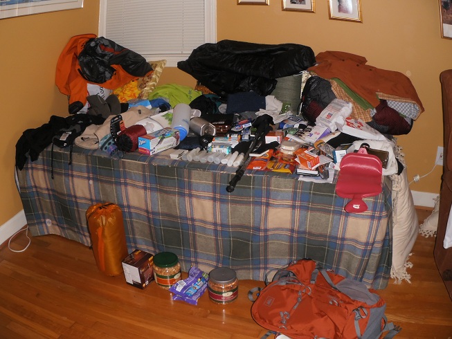 packing gear for hiking trip
