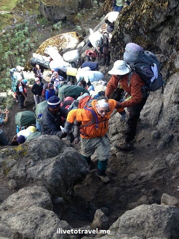 Climbing on the Barranco Wall in Kilimanjaro
