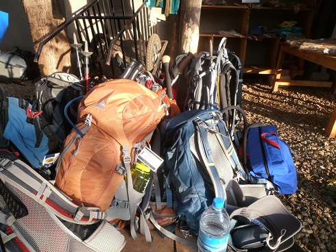 Backpacks ready to go up Mt. Kilimanjaro