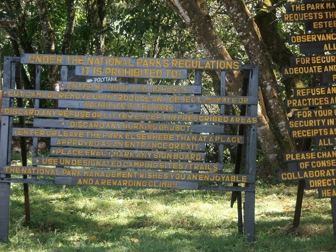 Sign on Machame Gate at Kilimanjaro