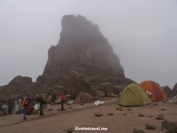 Lava Tower shrouded in clouds