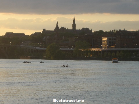 Iconic view of Georgetown in Washington, D.C. across the Potomac