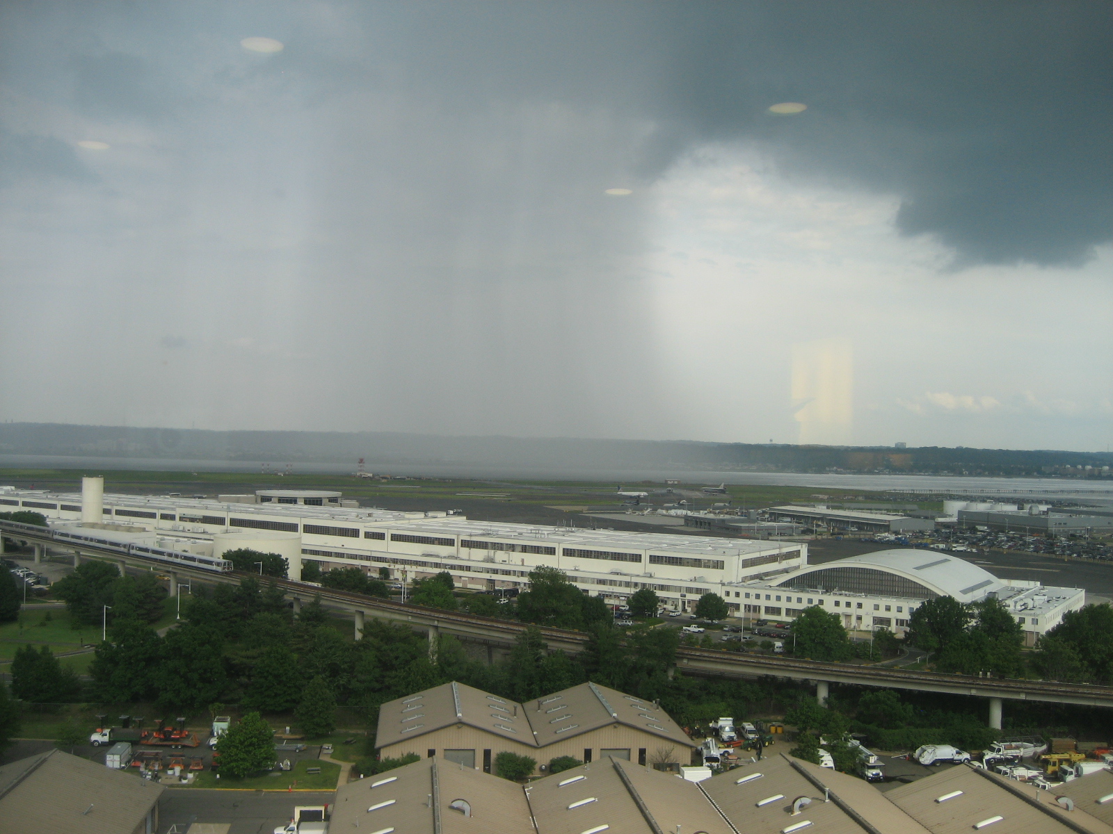 A storm over Washington D.C. as seen from the Arlington Renaissance Hotel
