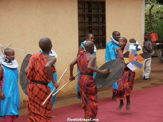 Kili Centre kids show us traditional Masai dance at the Kili Centre in Moshi, Tanzania