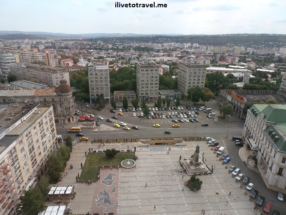 View from the Unirea Hotel at the same-named square in Iasi (Iaşi), Romania